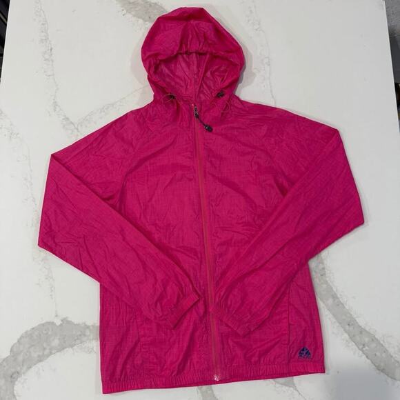 Vintage Nike ACG Running Windbreaker Rain Jacket Womens Small Bright Pink Check - Picture 2 of 8